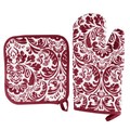 Hastings Home Oven Mitt And Pot Holder Set, Quilted And Flame And Heat Resistant By Hastings Home (Burgundy) 533732TZV